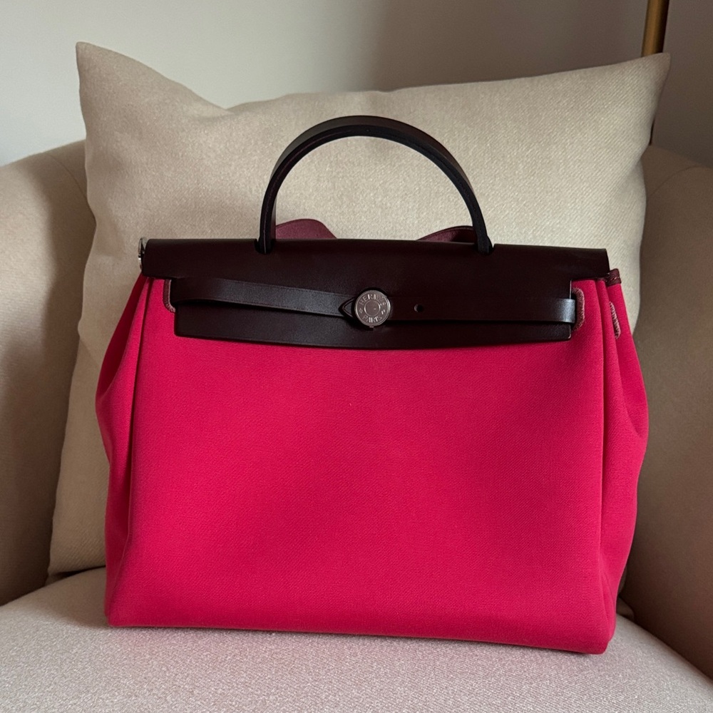Hermes Herbag Zip 31 Bag Rose Shocking Berline Canvas